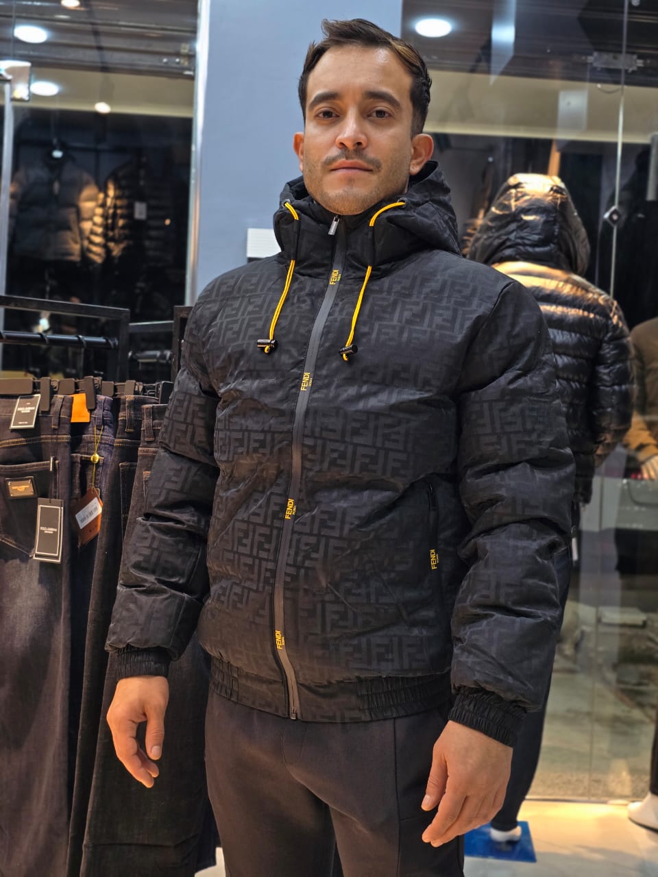 Doudoune Noir Lacés Orange FENDI